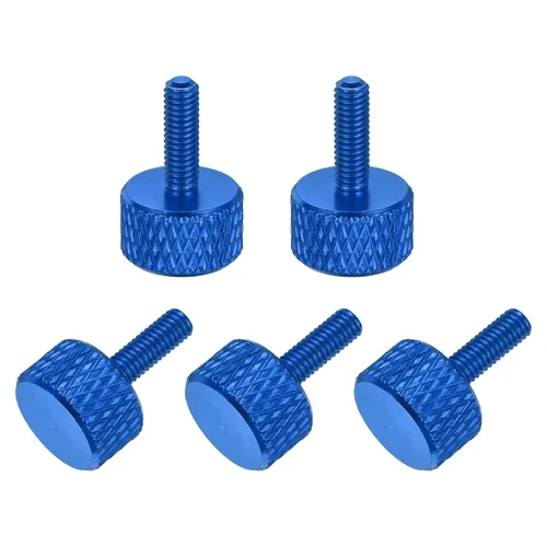 Vista 128 de MECCANIXITY 5 piezas M6x14mm Tornillos de pulgar estriado de cabeza plana, pernos de rosca completa de aleación de aluminio sólido para carcasas