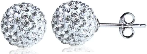 Vista 6 de Aretes de tuerca de plata fina 925 con bola de cristal 8 mm 10 mm