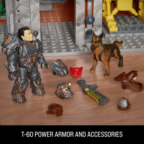 Vista 6 de MEGA Fallout - Figuras de acción de construcción, parada de camiones Red Rocket con 824 piezas, 2 personajes posables y accesorios