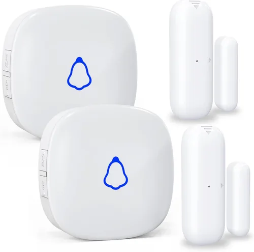 Vista 11 de Timbre de puerta METEK, alarma inalámbrica de sensor de contacto para puertas abiertas con alcance de 500 pies, 58 timbres y 5 niveles de volumen