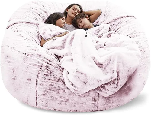 Vista 11 de Funda para silla tipo puf de piel gigante para niños y adultos, (sin relleno), muebles de sala de estar, grande, redondo, suave, esponjoso, de piel
