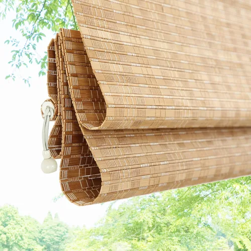 Vista 8 de Persianas romanas de bambú para exteriores, persianas de bambú personalizadas para exteriores, impermeables, resistentes al viento, para patio