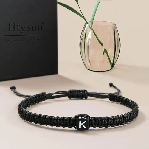 Vista 2 de Pulseras con iniciales para mujeres y hombres, regalos para ella, adolescente, mejor amiga, cumpleaños, graduación, delicadas pulseras trenzadas