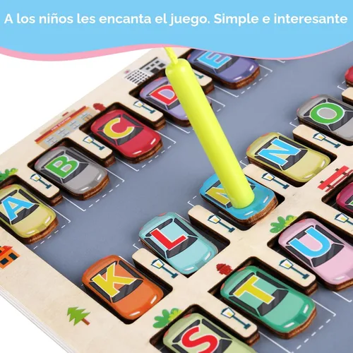 Vista 4 de Laberinto magnético del alfabeto con rompecabezas de letras para un aprendizaje divertido, juguete educativo Montessori para niños y niñas de 3, 4