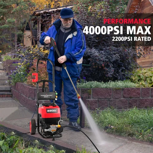 Vista 2 de PowerSmart Hidrolavadora eléctrica, lavadora de alta presión de 1.8 GPM, 4000 PSI de potencia máxima, con cable de alimentación de 35 pies
