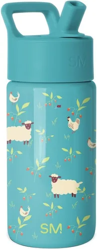 Vista 14 de Simple Modern Botella de agua para niños con tapa con pajilla, vaso aislado de acero inoxidable de 14 onzas para niños y a prueba de derrames