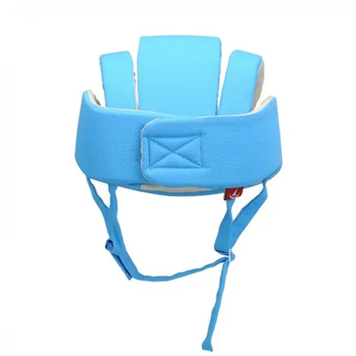 Vista 2 de Casco de seguridad ajustable para bebé, protección para la cabeza, sombrero de protección para andar en bicicleta, caminar y gatear (azul)
