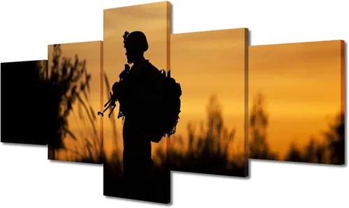 Vista 44 de Arte de pared para sala de estar, imágenes de la bandera estadounidense, impresión en lienzo, arte de pared militar de Estados Unidos de la Segunda