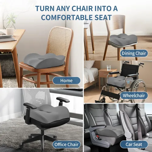 Vista 7 de Almohada grande en forma de dona para aliviar el dolor de coxis, máxima comodidad de cadera, cojín para silla de coxis, ciática, posparto