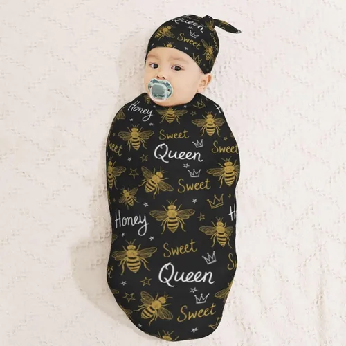 Vista 3 de Manta de bebé para recién nacido con gorro, saco de dormir suave para bebé, elástico y ajustable, mantas para recibir