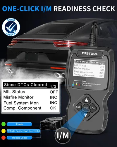 Vista 4 de Escáner OBD2 para automóvil, FIRSTOOL OBD2, herramienta de lector de código de diagnóstico con preparación I/M, probador de batería, luz de control