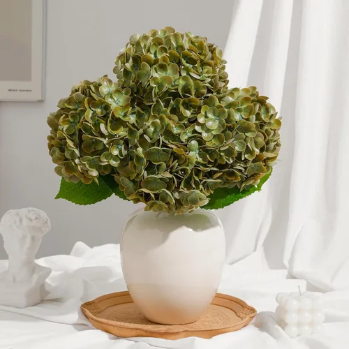 Vista 16 de Paquete de 4 hortensias artificiales marrones, tallos reales de 18