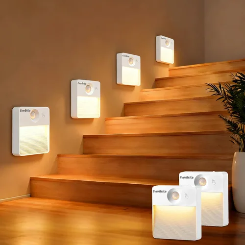 Vista 12 de EverBrite Luz Nocturna Recargable con Sensor de Movimiento LED Redonda, Luz Nocturna LED Activada por Movimiento con 3 Modos de Iluminación, Control