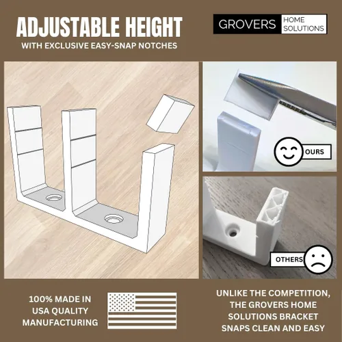 Vista 3 de Soporte de guía de piso de puerta deslizante de armario de altura ajustable universal - Blanco - Grovers Home Solutions