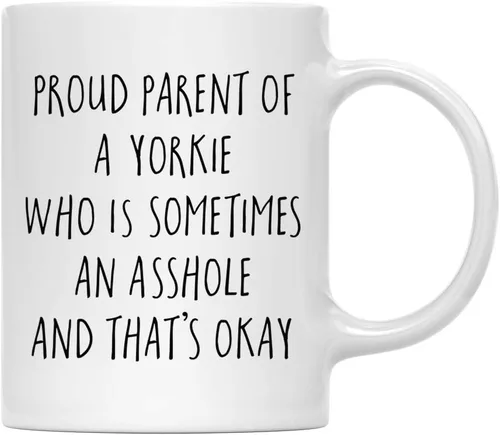 Vista 70 de Andaz Press Funny Dog - Taza de café de 11 onzas, regalo de broma, orgulloso padre de un afenpinscher que es a veces un gilipollas y eso está bien