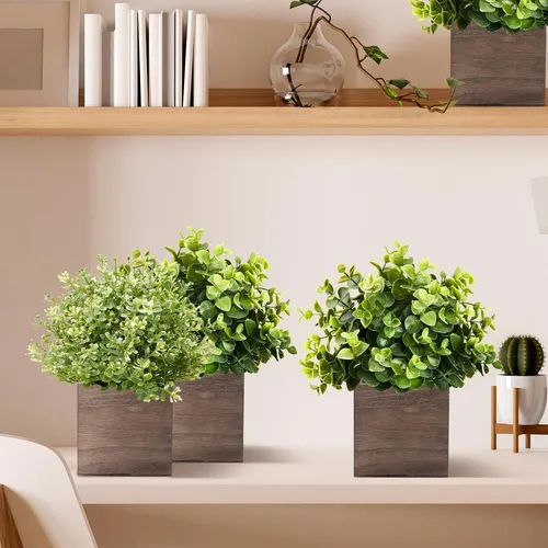 Vista 3 de Suzile Juego de 12 Cajas Plantadoras de Madera de 5 Pulgadas Jarrones Cuadrados de Flores para Centro de Mesa Caja Plantadora Cúbica Rústica