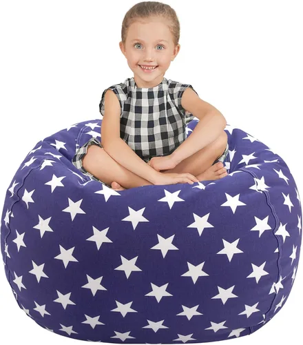 Vista 41 de Aubliss - Silla de almacenamiento para peluches en forma de puf (Estrella Aqua, Mediana (32"))