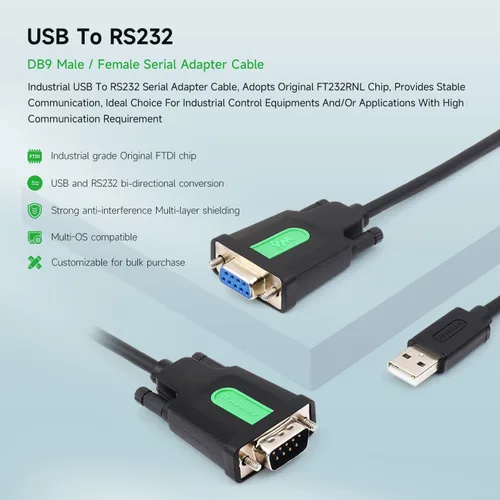Vista 3 de waveshare 2 adaptadores industriales USB a RS232 con chip FTDI FT232RNL original, compatible con sistemas operativos incluyendo Mac OS, Linux