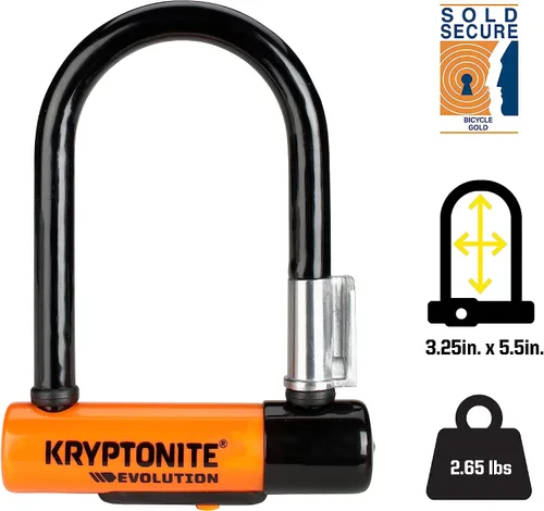 Vista 3 de Kryptonite Evolution Mini-5 - Cerradura en U para bicicleta, resistente antirrobo, soporte de montaje de grillete de acero de 0.51 pulgadas