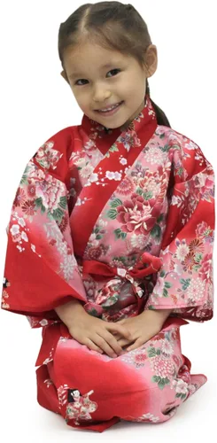 Vista 3 de Japanese Traditional Dress Kimono Yukata Robe for Kids Girls XS-XXL Cotton Beautiful Easy Wearing Halloween Costume Cosplay