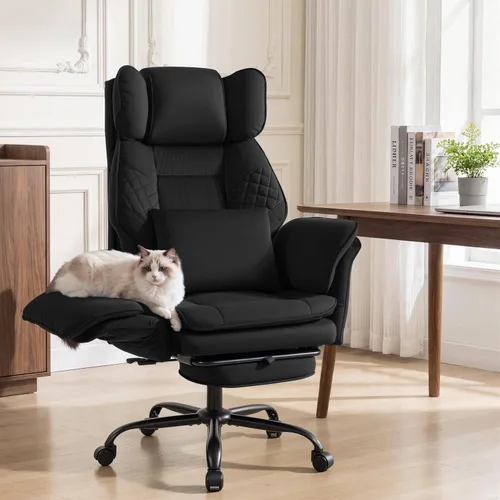 Vista 10 de Criss Cross Office Chair, Big and Tall Desk Chair Comty with Foot Rest Black