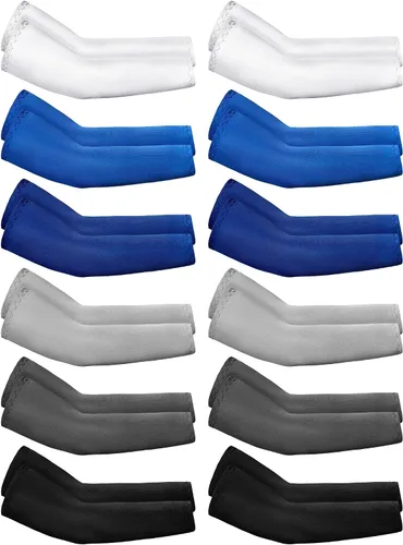 Vista 10 de Newcotte 12 pares de mangas de compresión para niños, manga de compresión de fútbol, béisbol, manga de brazo para jóvenes, protección UV