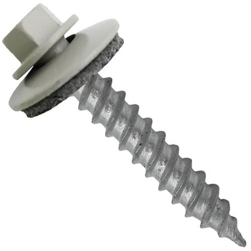 Vista 154 de 12 tornillos para techos de metal gris ABC de 1-1/2 pulgadas, cabezal de arandela hexagonal, arranque automático/roscado, arandela EPDM. 1 bolsa