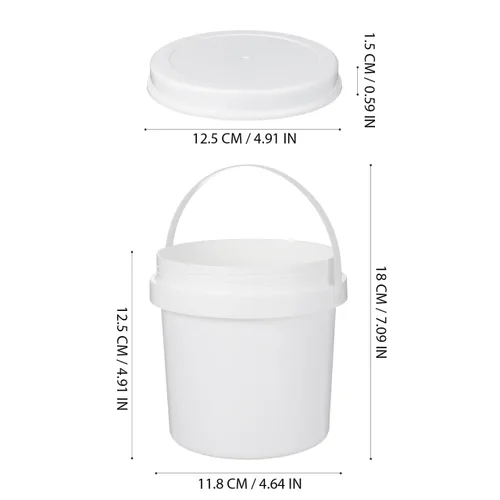 Vista 2 de Cubo de plástico blanco 3pcs cubo de almacenamiento blanco con cubierta 3pc PP con tapa