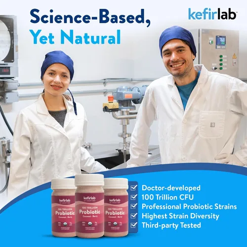 Vista 6 de KefirLab Probióticos 100T CFU - 36 cepas - Vegano y orgánico - Apoya la digestión, el sistema inmunológico, la salud del cerebro, el estado de ánimo