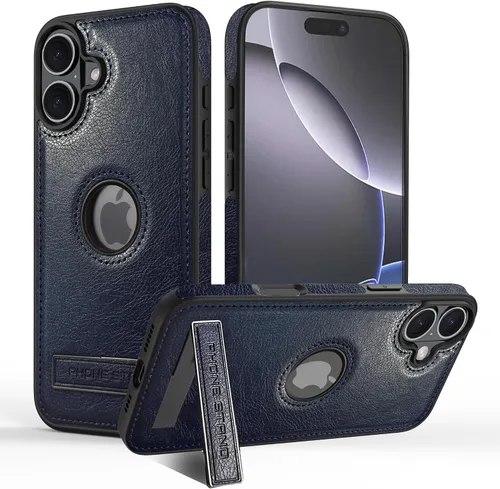 Vista 36 de Funda de cuero para iPhone 13 Pro, funda protectora delgada con función atril a prueba de golpes, soporte invisible integrado compatible con iPhone