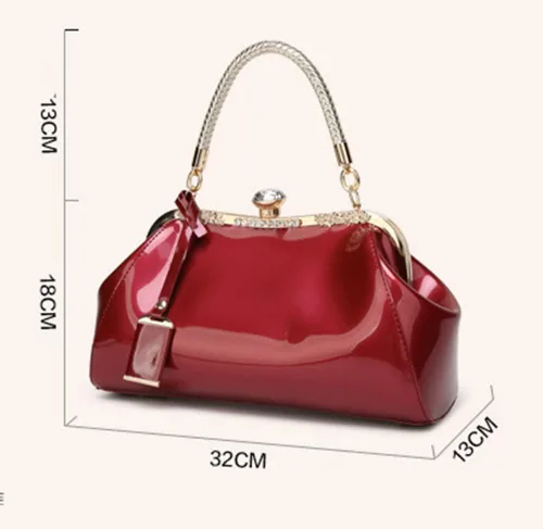 Vista 7 de Bolsos de noche para mujer, de cuero brillante, bolso de mano, mini bolso cruzado de hombro, bolsos vintage para fiesta nupcial
