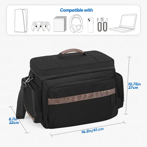 Vista 6 de LoDrid Travel Carry Case Compatible with PS5PS5 SlimPS4PS4 ProPS4 SlimXbox OneXbox One X for Console and 15.6" Laptop, Protective Gaming Bag with