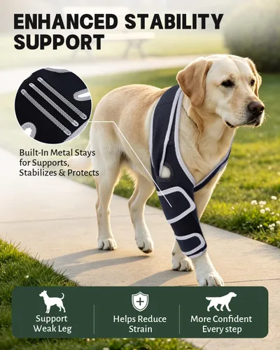 Vista 3 de Soporte de pierna delantera para perro para pierna izquierda o derecha, manga de soporte de codo canino con neopreno SBR transpirable y soporte