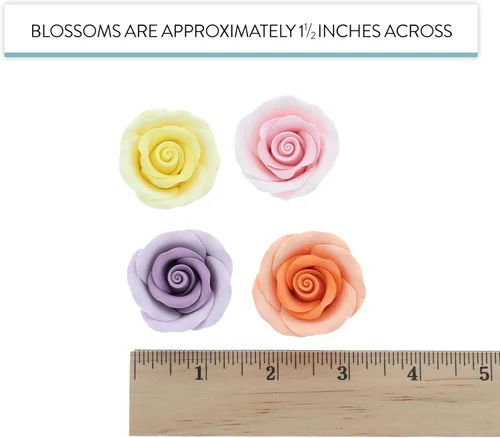 Vista 4 de Global Sugar Art Rosas comestibles de primera calidad, colores surtidos de primavera, sin alambre, medianas de 1.5 pulgadas, 12 unidades por Chef