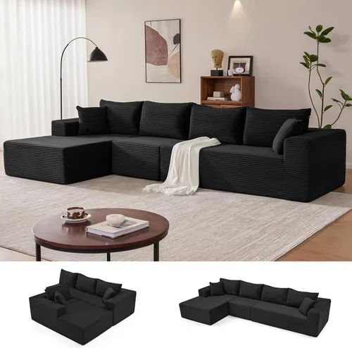 Vista 10 de Mangodan - Sofá seccional en forma de nube, sofá sin huesos para sala de estar, sofá seccional modular con asiento profundo, cómodo sofá de felpa