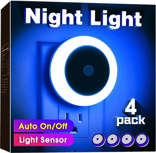 Vista 17 de Briignite Paquete de 4 luces nocturnas LED rojas, sensor de atardecer a amanecer, enchufable, 60 lúmenes, 0.6 W, plástico ABS, perfecto