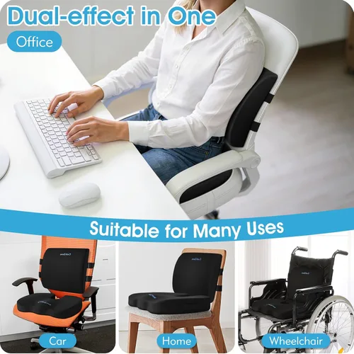 Vista 5 de CushZone Cojín de asiento, almohada de apoyo lumbar con correa ajustable, cojines para silla para aliviar el dolor de ciática, con funda lavable