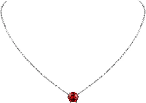 Vista 13 de Suplight 925 Sterling Silver Heart/Round Birthstone Necklaces for Women 01. Enero (Garnet)