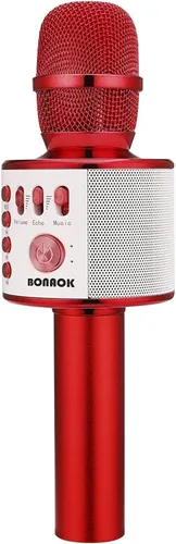 Vista 11 de BONAOK - Micrófono inalámbrico Bluetooth de karaoke, 3 en 1; máquina altavoz con micrófono de karaoke portátil de mano para fiesta de cumpleaños