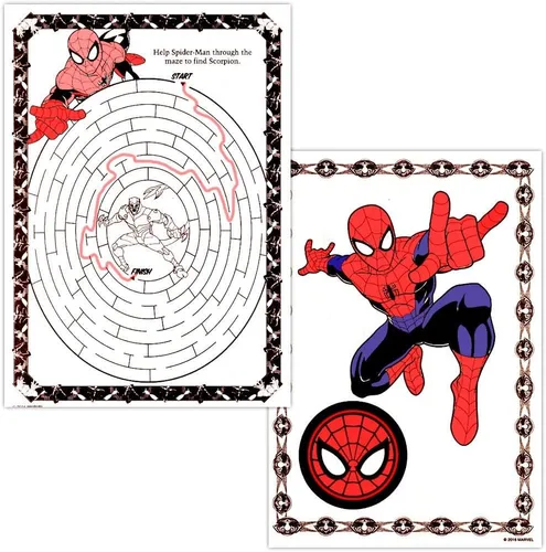 Vista 3 de Marvel Spiderman - Juego de libro para colorear con calcomanías de Spiderman y colgador de puerta de Rex-Man