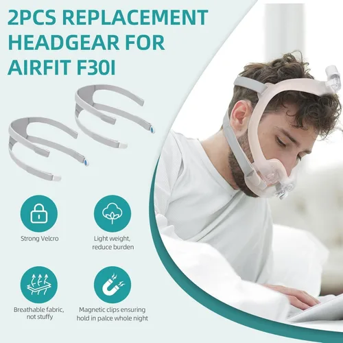 Vista 2 de 2 piezas de casco de repuesto para Airfit F30I con 2 pares de clips, adhesivo más fuerte y material más suave para un mejor sellado, suministros