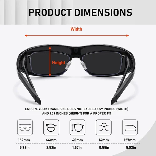 Vista 3 de Wzerry Gafas de sol polarizadas que se ajustan sobre los anteojos, protección UV envolvente para hombres y mujeres, conducción y actividades al aire