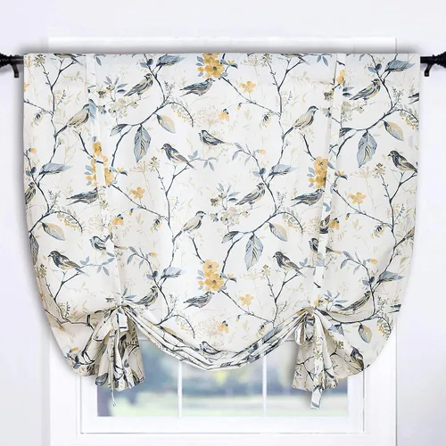 Vista 12 de Leeva - Cortinas pequeñas con estampado de pájaros, 24 pulgadas de largo, conjunto de paneles para ventanas, diseño de estampado de pájaros