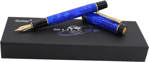 Vista 3 de Gullor Pluma estilográfica de resina acrílica JH100 Punta media con caja original - Azul
