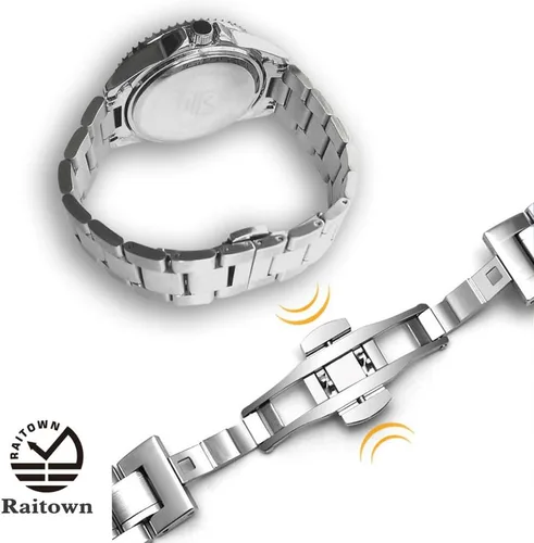 Vista 3 de Raitown Reloj para hombre, acero inoxidable, movimiento de cuarzo japonés, impermeable, luminoso, 1.654 in, gran cara, moda, negocios, diseño