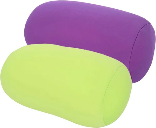 Vista 10 de 2 almohadas de microcuentas de 11.8 x 6.3 pulgadas, almohada cilíndrica para cuello, espalda y brazos, almohadas de viaje esponjosas para automóvil