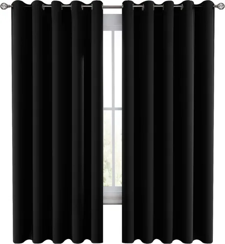 Vista 19 de LUX Décor - Juego de 2 paneles de cortinas opacas de alta calidad de 63 pulgadas de largo, cortinas de oscurecimiento de habitación con aislamiento