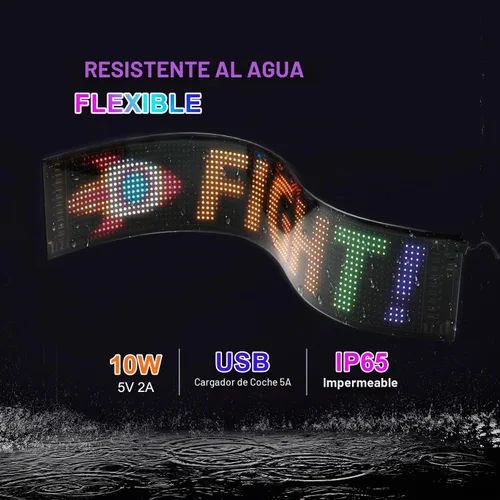 Vista 4 de Letrero LED programable de desplazamiento – Tablero de visualización a todo color con control de aplicación Bluetooth – Patrones personalizados