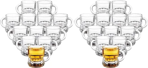 Vista 10 de Okuna Outpost Mini vasos de chupito con asas, juego de chupitos transparentes reutilizables, para servir mini chupitos con agarre seguro, recuerdos