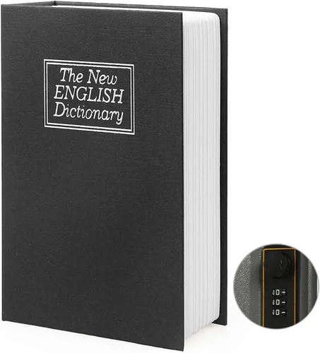 Vista 12 de Caja fuerte de almacenamiento de libro de diversión (9.5"×6"×2.2"), caja fuerte secreta tipo diccionario con cerradura de combinación de seguridad